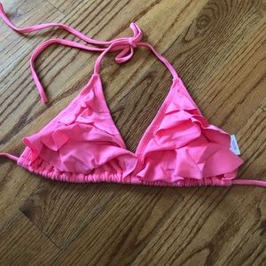 Pink Ruffle Bikini Top